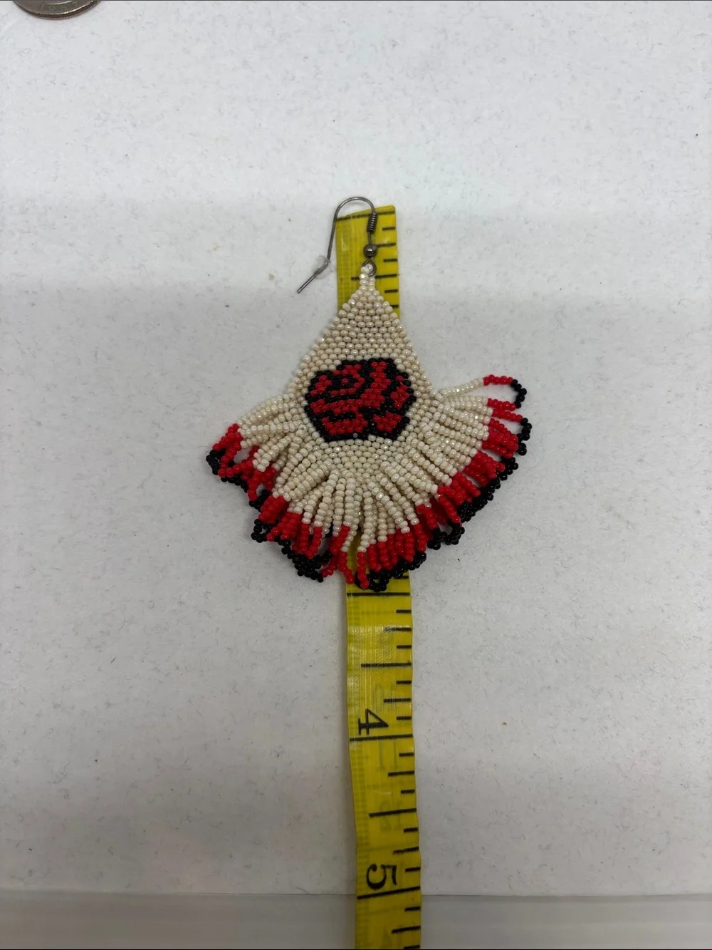 Beautiful Beaded Rose Fringe Earrings